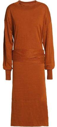 Belted Mélange Linen-Jersey Dress