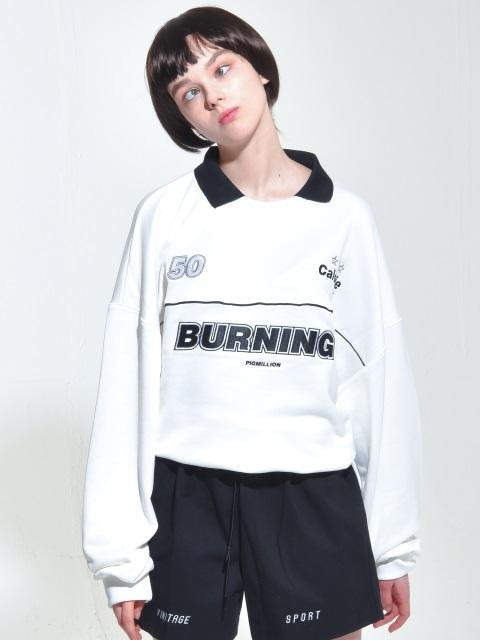 [Unisex] Burning Collar Sweatshirt - White