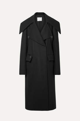 Tibi Oversized Embellished Wool-blend Coat - Black Tibi Oversized Embellished Wool-blend Coat - Black