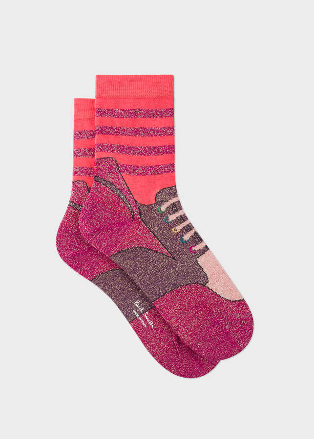Women's Pink 'Trainer' Pattern Socks