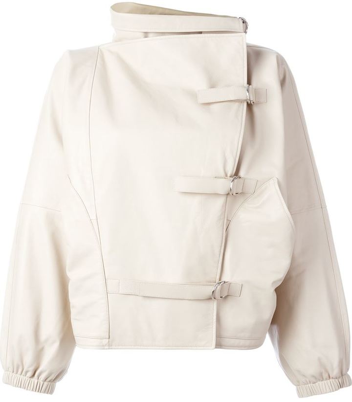 Cream Leather Jacket - ShopStyle Australia