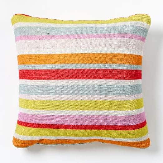 Outdoor Banded Stripes Pillow - Orange Eclipse