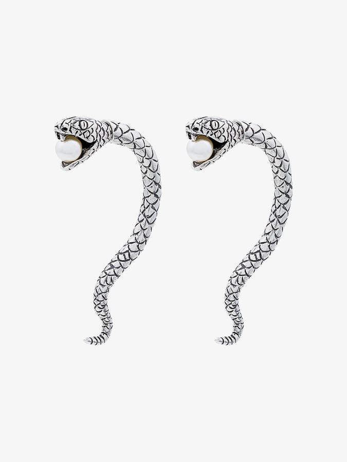 Metallic Silver Marrakech Perle Serpent Earrings