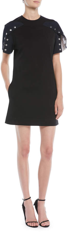 Snap Short-Sleeve A-Line Cotton Dress