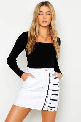 boohoo Square Neck Long Sleeve Knitted Crop Top
