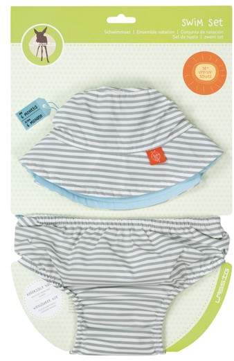 Stripe Bucket Hat & Swim Diaper Cover Set