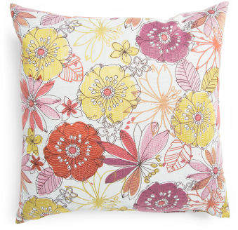 Made In USA 22x22 Floral Print Pillow