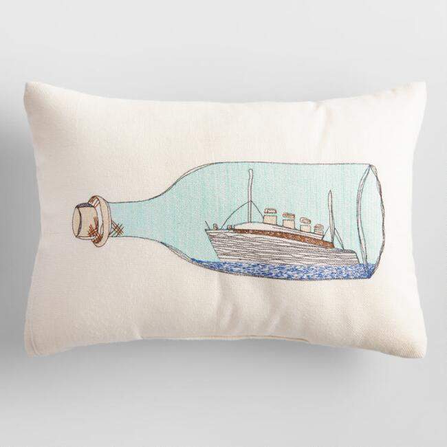 Ship In A Bottle Indoor Outdoor Lumbar Pillow