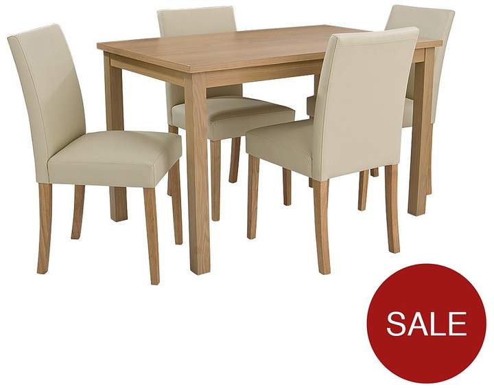Primo 120 Cm Dining Table + 4 Faux Leather Chairs