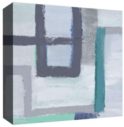 Blue And Grey Brushstrokes Decorative Canvas Wall ...