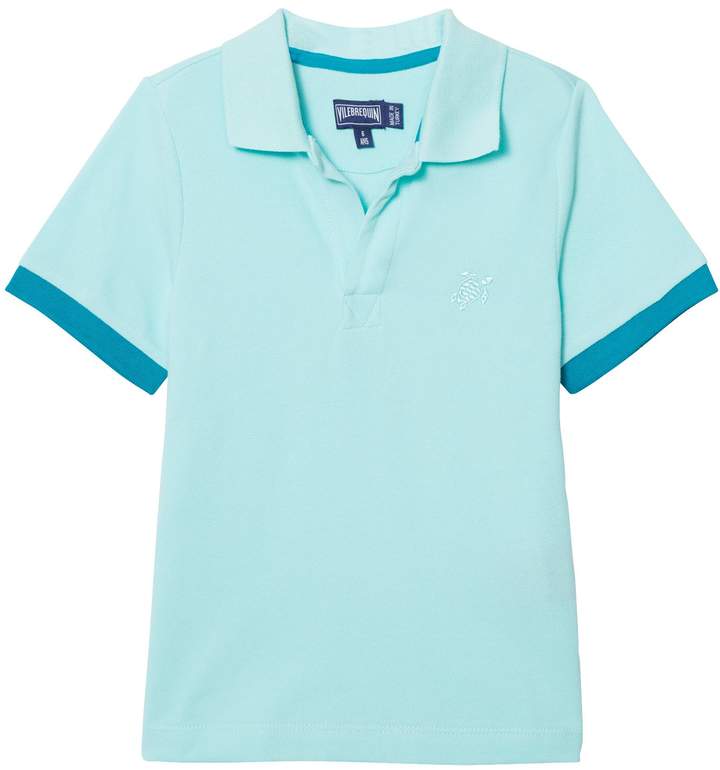 Light Blue Polo With Green Contrast