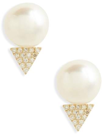 Pearl & Diamond Stud Earrings