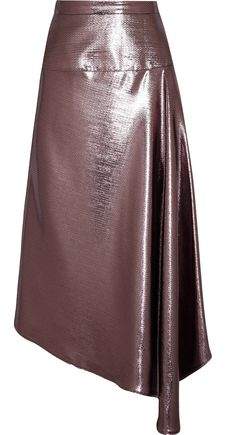 Piper Asymmetric Draped Lamé Midi Skirt