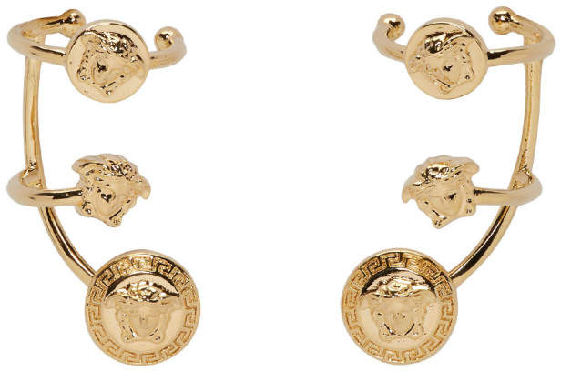 Gold Multi Cuff Medusa Earrings