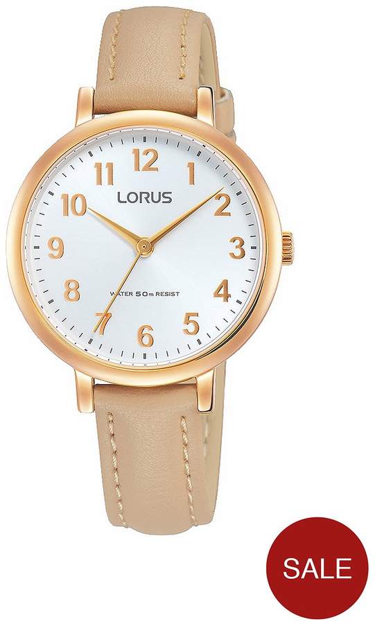 Womens Stylish Pink Leather Strap Rose Gold Case Watch