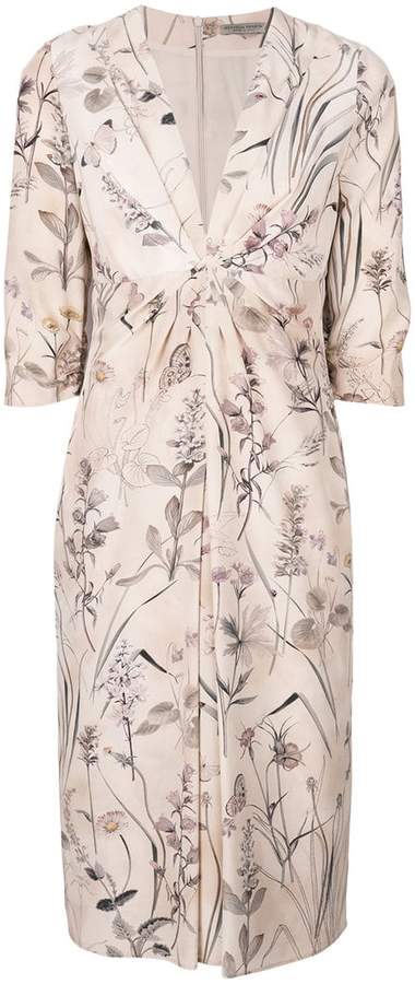 Floral-print silk dress