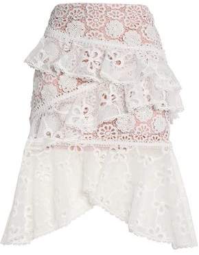 Ruffled Guipure Lace Skirt