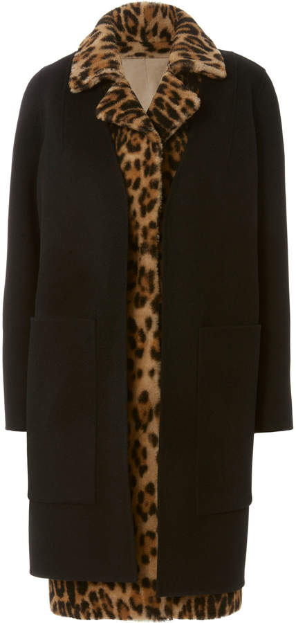 Leopard Vest And Wool Coat Combo