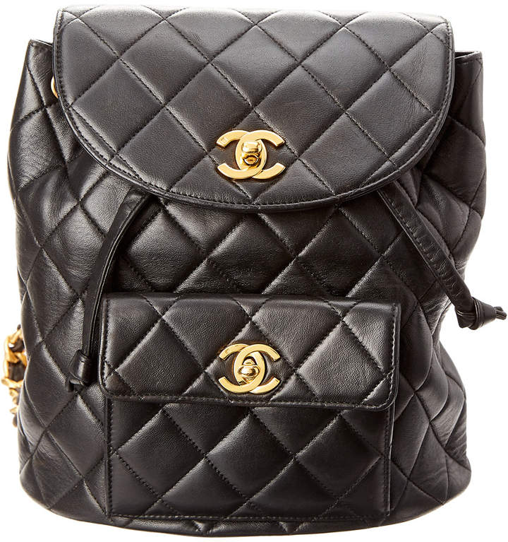 Black Quilted Lambskin Leather Classic Backpack