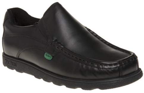 New Boys Black Fragma Slip Leather Shoes On