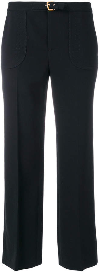 pleated cropped slim trousers