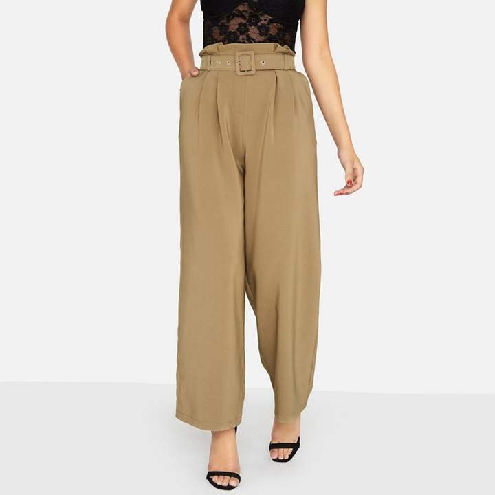 Khaki Arlo Paperbag Trousers