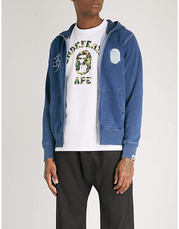 Logo-patch cotton-jersey hoody