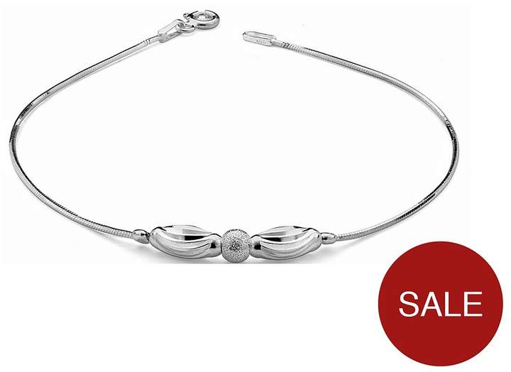 The Love Silver Collection STERLING SILVER GLITTER BALL AND DIAMOND CUT OVAL BEAD BRACELET