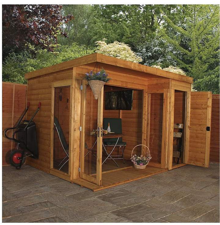 MERCIA 10 X 8ft Premium Garden Room Summerhouse With Side Shed