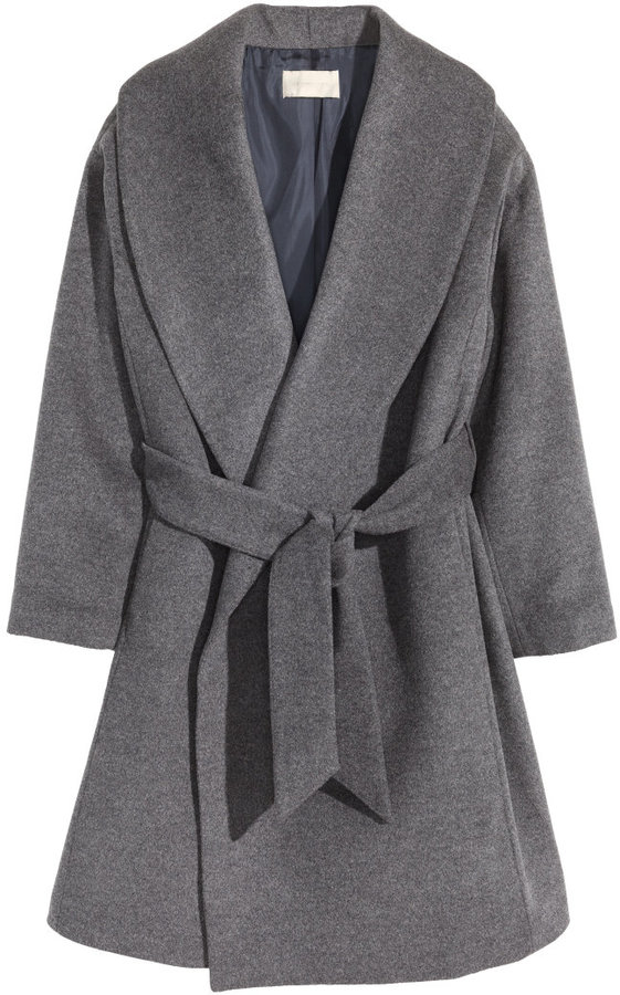 H&M Wool-blend Coat - Gray melange - Ladies - ShopStyle