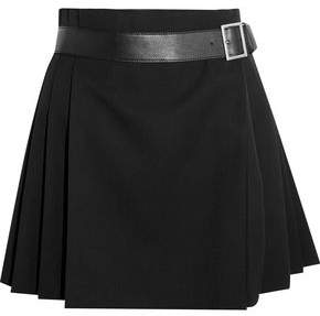 Buy Pleated Grain De Poudre Wool Wrap Mini Skirt!