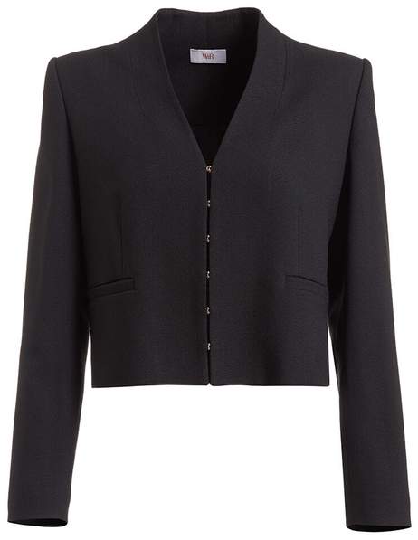 WtR Black Wool Blend Cropped Suit Jacket
