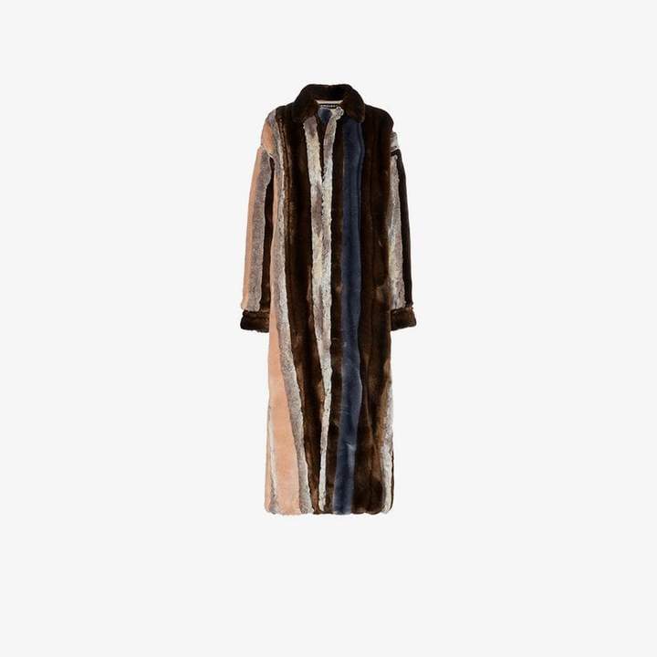 Y / Project stripe faux fur coat