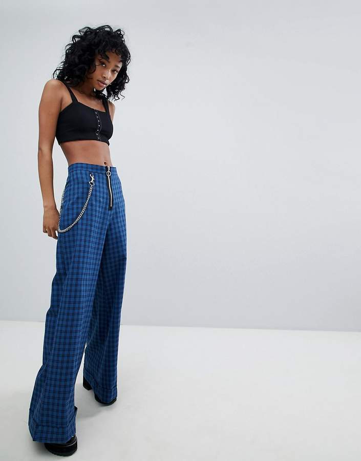 The Ragged Priest – Karierte, weit geschnittene Hose mit Kette