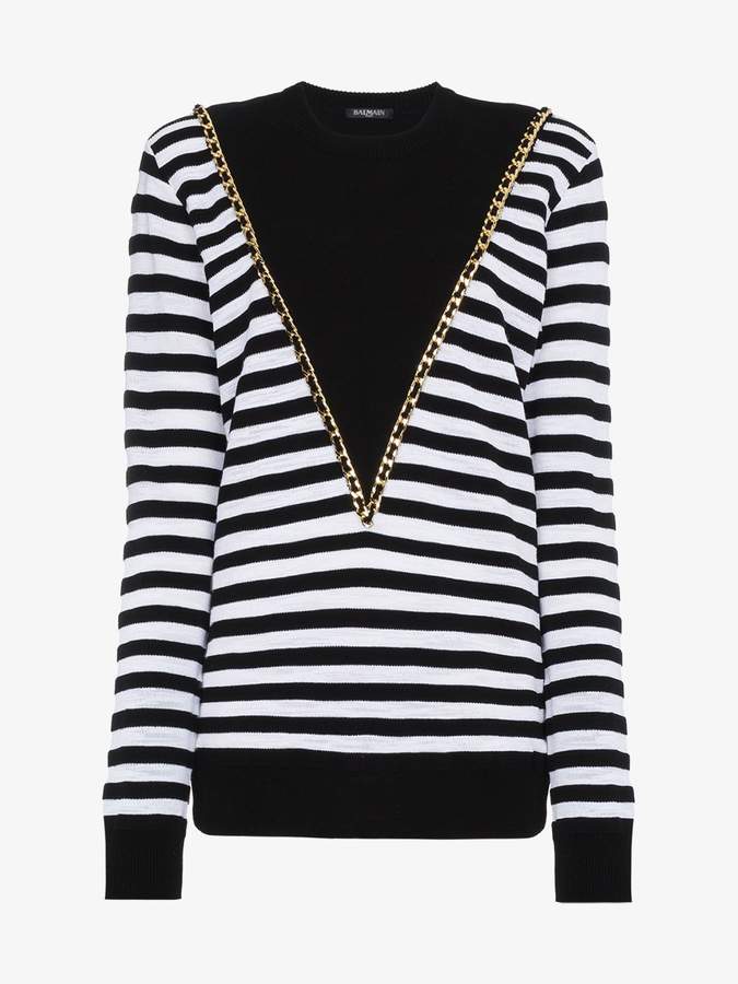 Striped jumper with chain