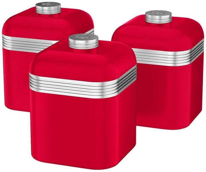 Retro Set Of 3 Storage Canisters - Red