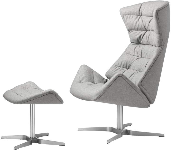 Thonet - 808 Lounge-Sessel, Gestell Edelstahl / grau (Bergen 905) + gratis 808 Hocker