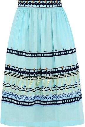 Amity Embroidered Cotton Midi Skirt