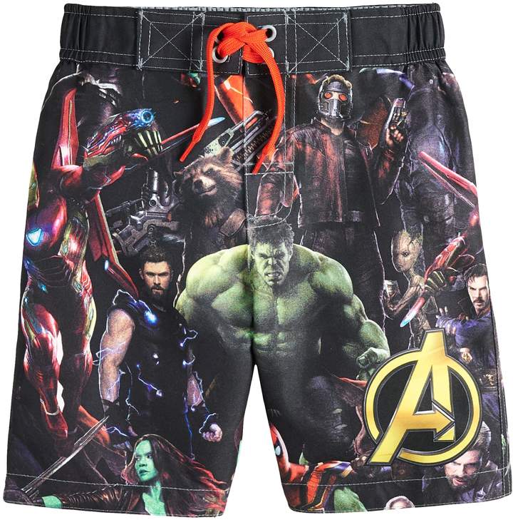 Boys 4-7 Avengers Hulk, Thor & Guardians of the Galaxy Swim Trunks