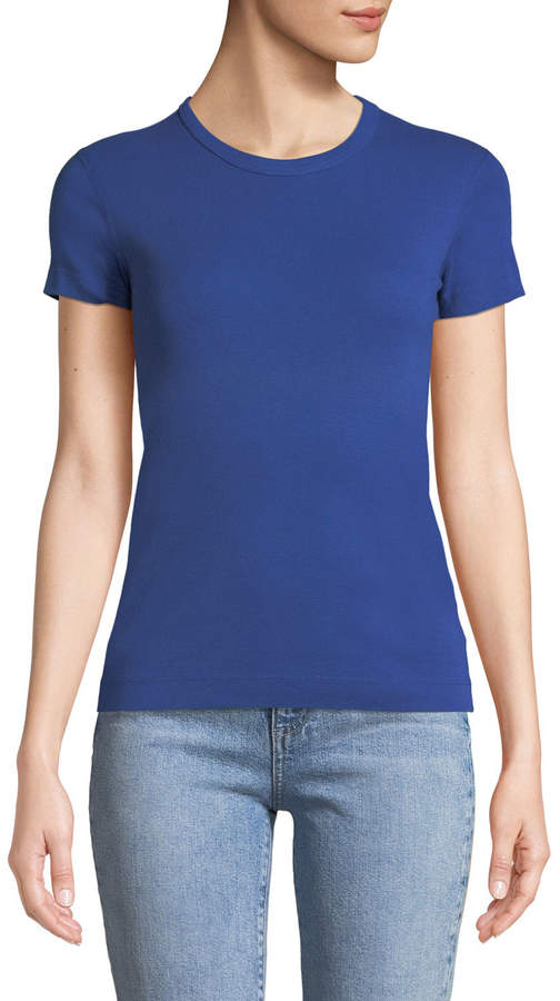 Short-Sleeve Fitted Combed Cotton Crewneck Tee