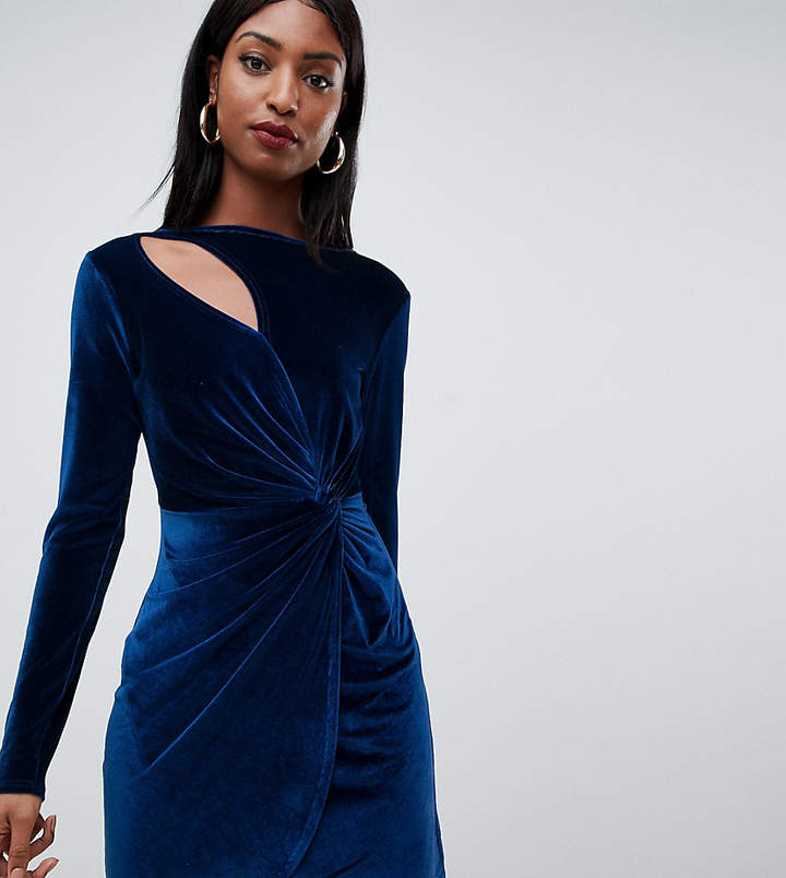 Tall tall bodycon dress with cut out in velvet