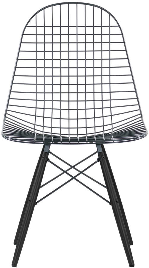 Wire Chair DKW, basic dark / Gestell Ahorn Schwarz, Filzgleiter (ohne Bezug)