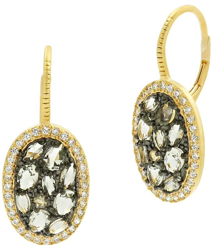 Rose d'Or Pave Cluster Drop Earrings