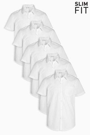 Boys White Short Sleeve Shirts Five Pack (3-16yrs) - White