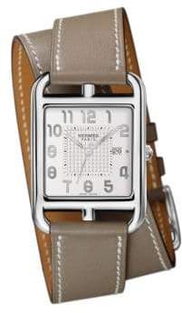 Hermes Watches Cape Cod GM Stainless Steel & Leather Strap Watch