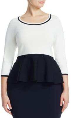 Marina Rinaldi, Plus Size Peplum Colorblock Sweater