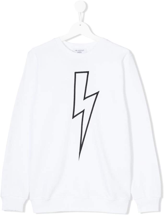 Neil Barrett Kids lightning bolt outline sweatshirt