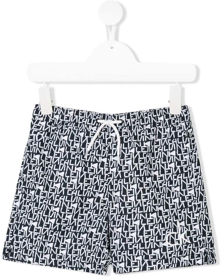 Calvin Klein Kids all-over logo print shorts