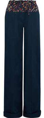 Rosie Assoulin Printed Poplin-paneled Cotton-blend Twill Wide-leg Pants