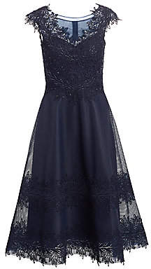 Teri Jon by Rickie Freeman Women's Illusion Cap-Sleeve Fit-&-Flare Dress Teri Jon by Rickie Freeman Women's Illusion Cap-Sleeve Fit-&-Flare Dress